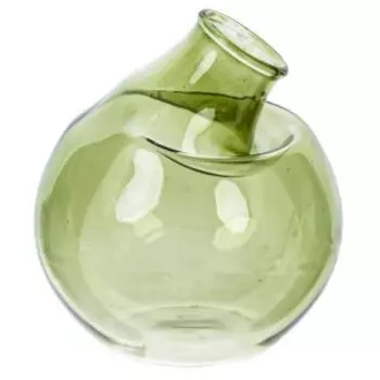 ваза, размер: 8х8х9см, шар, стекло, зелёный