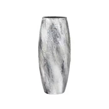 ваза, стекло, размер: h26см, бочка, ручная роспись серый металлик