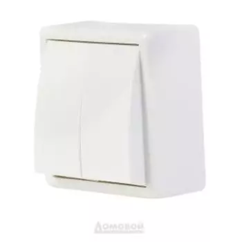 выключатель двухклавишный открытая установка Реальная электрика А56-118 белый