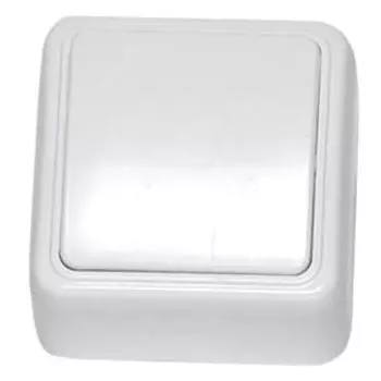 выключатель одноклавишный открытая установка Реальная электрика А16-108 белый