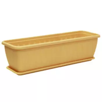 Ящик балконный Алиция с поддоном, 60 см, пластик, белая глина