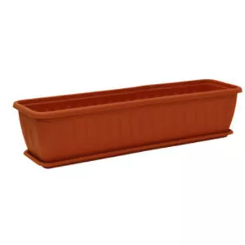 Ящик балконный Алиция с поддоном, 80 см, пластик, терракот