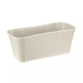 Ящик балконный Ротанг, 40 см, белый, пластик