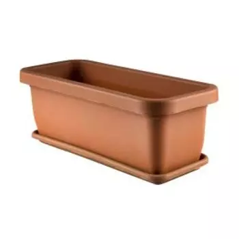 Ящик для цветов Альтернатива с поддоном, 36х15х12.5 см, пластик, коричневый