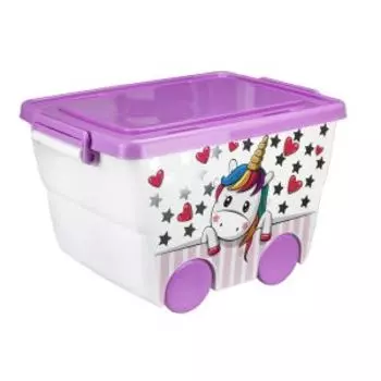 Ящик для игрушек Idea Деко Единорог, 32х46х29 см, 23 л, на колесах, пластик
