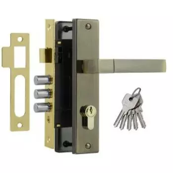 Замок врезной 709К, 61.5 мм, старая бронза