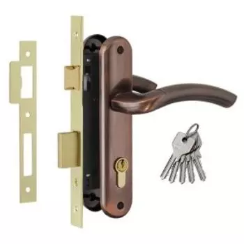 Замок врезной N23-70 Л, старая медь