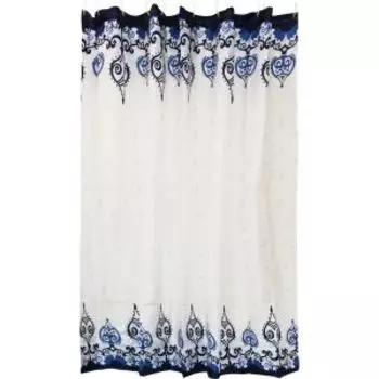 Занавеска для ванной комнаты Рыжий кот Голубое кружево, 180х180 см, полиэстер