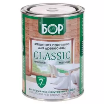 Защитная пропитка для древесины Бор Classic, бесцветная, 1 л, 0.7 кг