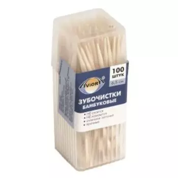 зубочистки AVIORA бамбук, в баночке, 100 шт