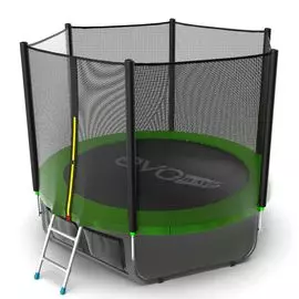 Батут Evo jump "External", 8 ft, цвет: зеленый + Lower net с внешней сеткой, лестницей + нижняя сеть