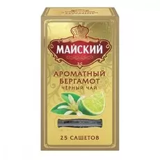 Чай Майский "Ароматный Бергамот" черный ароматизированный, 25 пакетиков