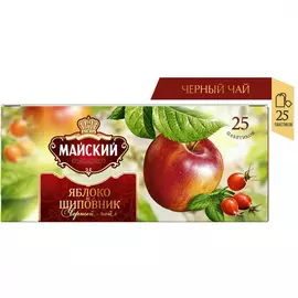 Чай Майский "Яблоко-шиповник", черный с добавками, 25 пакетиков
