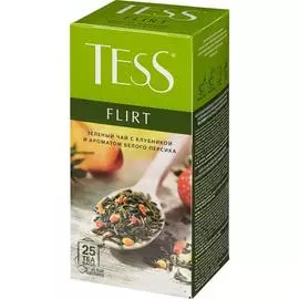 Чай зеленый Tess Flirt, с клубникой и ароматом белого персика, 25 пакетиков