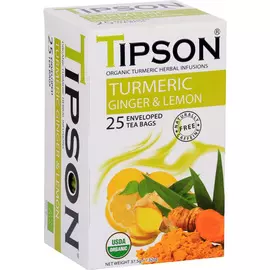 Чай Tipson "Куркума и имбирь с лимоном", травяной, 25 пакетиков