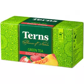 Чай зеленый цейлонский Terns "Exotic Green", с персиком и клубникой, 25 саше