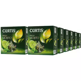 Чай зеленый Curtis "Fresh Mojito", с добавками, 20 пирамидок, 12 упаковок