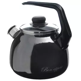 Чайник эмалированный со свистком СтальЭмаль "Bon appetit", цвет: мокрый асфальт, 3 л, 1RC12