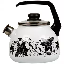 Чайник эмалированный со свистком СтальЭмаль "Fernanda", цвет: белоснежный/декор, 3 л, 1RC12