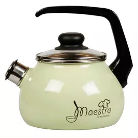 Чайник эмалированный со свистком СтальЭмаль "Maestro", цвет: салатовый, 3 л, 1RC12