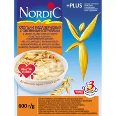Хлопья Nordic "4 видов зерновых с овсяными отрубями", 600 гр