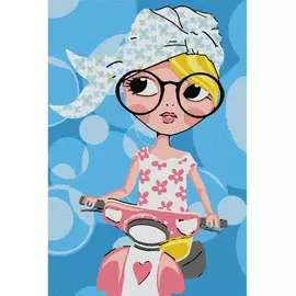 Картина по номерам Котеин "Девочка на скутере", 10 цветов, 20х30 см