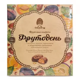 Конфеты "Фрутодень с кедровыми орешками", в шоколадной глазури, 120 г, ТМ "Сибирский кедр"