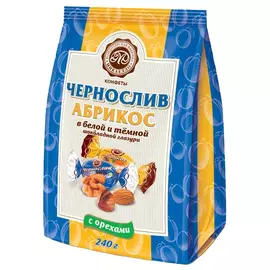 Конфеты Микаелло "Чернослив и абрикос", в белой и темной шоколадной глазури, 180 г