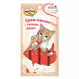 Крем-Лакомство для кошек Мнямс "Тунец Кацуо", 15 г х 4 шт
