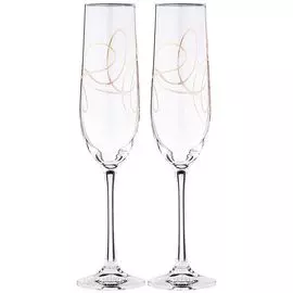 Набор бокалов для шампанского Bohemia Crystal "String", 2 штуки, 190 мл (арт 674-702)