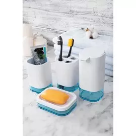 Набор для ванной Elan Gallery "Белый", 4 предмета, мыльница, дозатор для мыла, стакан, подставка