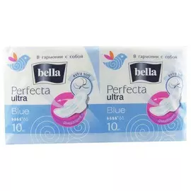 Прокладки супертонкие Bella "Perfecta Ultra", blue, 10+10 шт