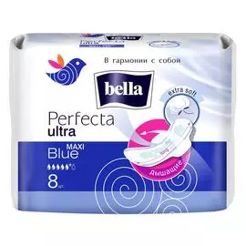 Прокладки впитывающие супертонкие Bella "Perfecta Ultra Maxi Blue", 8 шт