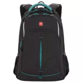 Рюкзак Swissgear, черный/бирюзовый, 32x15x46 см, 22 л