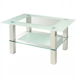 Стол журнальный Мебелик "Кристалл 2", алюминий/прозрачное, 90х60х50 см (ДхШхВ), алюминий/стекло