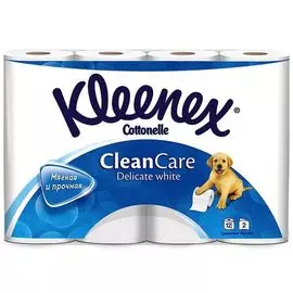 Туалетная бумага Kleenex "Delicate white", 2-х слойная, 12 рулонов