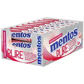 Жевательная резинка Mentos "Pure White Клубника", без сахара, 24 шт