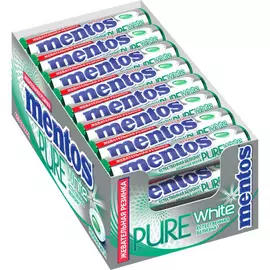 Жевательная резинка Mentos "Pure White Нежная мята", без сахара, 24 шт