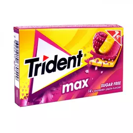 Жевательная резинка Trident max "Малина и лимон", без сахара, 27 г