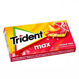 Жевательная резинка Trident max "Персик и арбуз", без сахара, 27 г