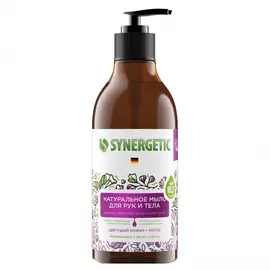 Жидкое мыло Synergetic "Цветущий инжир и лотос", для рук и тела, биоразлагаемое, 380 мл