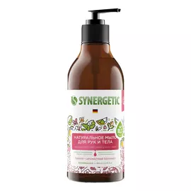 Жидкое мыло Synergetic "Пачули и ароматный бергамот", для рук и тела, биоразлагаемое, 380 мл