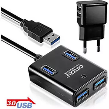 Адаптер Ginzzu HUB GR-384UAB Ginzzu USB 3.0 4 port + adapter