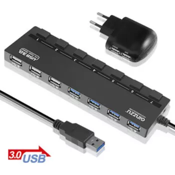 Адаптер Ginzzu HUB GR-388UAB Ginzzu USB 3.0/2,0 7 port(4+3) + adapter
