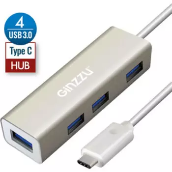 Адаптер Ginzzu HUB GR-518UB TYPE C, 4 порта USB3.0, 20см кабель