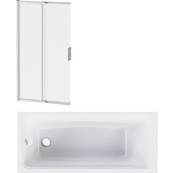 Акриловая ванна Am.Pm Gem 160x70 с каркасом и шторкой (W90A-160-070W-A, W90A-160-070W-R, W80S-100PS-150MT)