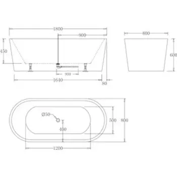 Акриловая ванна BelBagno 180х80 черная (BB71-1800-NERO-W0)