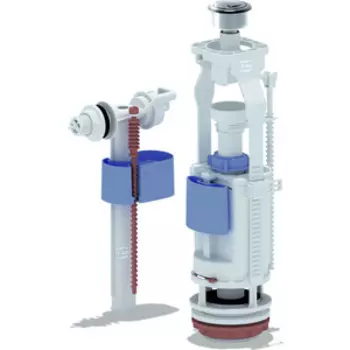 Арматура с боковой подводкой АНИ пласт 1/2 с пластиковым штуцером двойная кнопка хром (WC3050C)