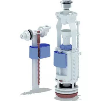 Арматура с боковой подводкой АНИ пласт 1/2 с пластиковым штуцером двойная металлизированная кнопка (WC3050M)