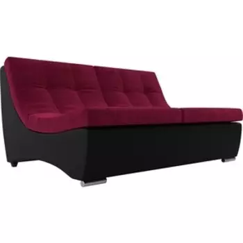 АртМебель Диван Монреаль микровельвет бордовый экокожа черный